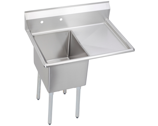 Elkay Dependabilt Stainless Steel 36-1/2" x 25-3/4" x 45" 18 Gauge One Compartment Sink w/ 18" Right Drainboard and Stainless Steel Legs