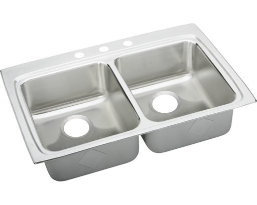 Elkay Lustertone Classic Stainless Steel 33" x 22" x 5", Equal Double Bowl Drop-in ADA Sink