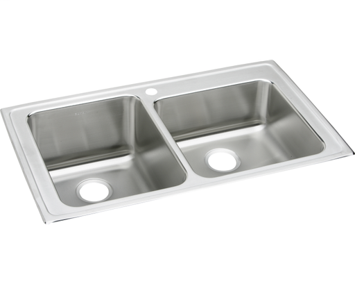 Elkay Lustertone Classic Stainless Steel 37" x 22" x 10", Offset Double Bowl Drop-in Sink