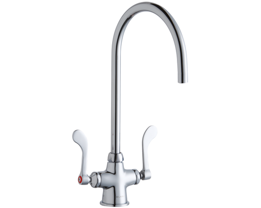 Elkay Single Hole with Concealed Deck Laminar Flow Faucet with 8" Gooseneck Spout 4" Wristblade Handles Chrome