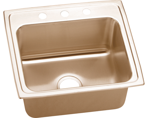 Elkay CuVerro Antimicrobial Copper 22" x 19-1/2" x 10-1/8", Single Bowl Drop-in Sink