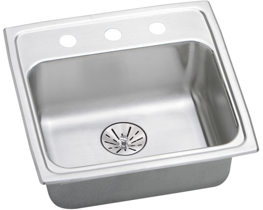 Elkay Lustertone Classic Stainless Steel 19-1/2" x 19" x 6-1/2", Single Bowl Drop-in ADA Sink with Perfect Drain