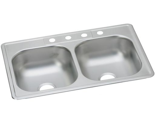 Dayton Stainless Steel 33" x 22" x 7-1/16", Equal Double Bowl Drop-in Sink