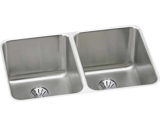 Elkay Lustertone Classic Stainless Steel 31-1/4" x 20" x 7-7/8", Double Bowl Undermount Sink with Perfect Drain