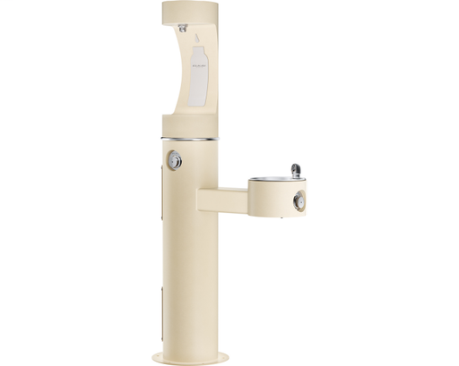 Elkay Outdoor ezH2O Bottle Filling Station Bi-Level Pedestal, Non-Filtered Non-Refrigerated Freeze Resistant Beige