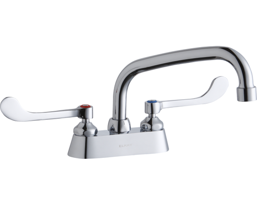 Elkay 4" Centerset with Exposed Deck Faucet with 8" Arc Tube Spout 6" Wristblade Handles