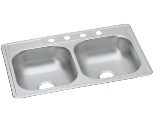 Dayton Stainless Steel 33" x 22" x 6-9/16", Equal Double Bowl Drop-in Sink