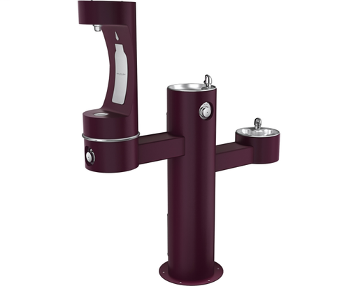 Elkay Outdoor ezH2O Bottle Filling Station Tri-Level Pedestal, Non-Filtered Non-Refrigerated FR Purple