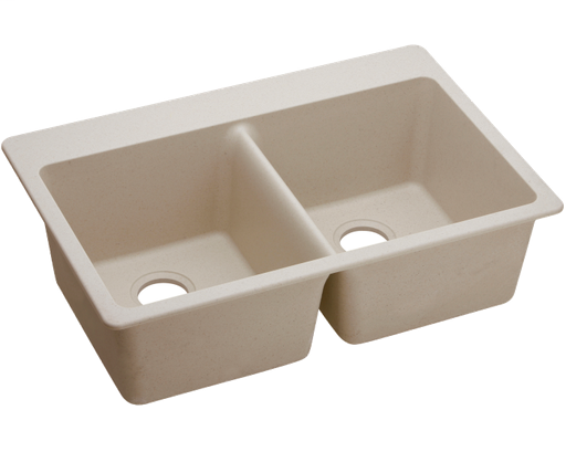 Elkay Quartz Classic 33" x 22" x 9-1/2", Equal Double Bowl Drop-in Sink, Putty