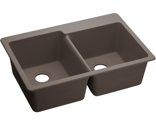 Elkay Quartz Classic 33" x 22" x 9-1/2", Offset Double Bowl Drop-in Sink, Greige
