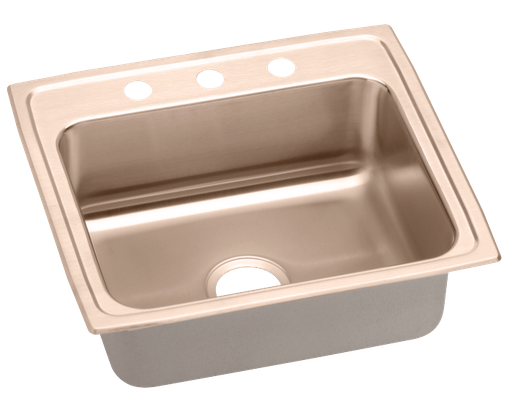 Elkay CuVerro Antimicrobial Copper 22" x 19-1/2" x 7-5/8", Single Bowl Drop-in Sink