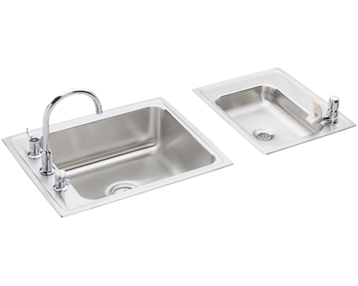 Elkay Lustertone Classic Stainless Steel 41" x 19-1/2" x 7-5/8", Double Bowl Drop-in Classroom Sink Kit