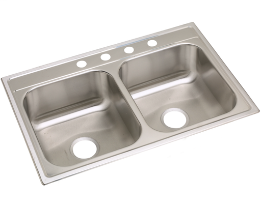 20 Gauge Stainless Steel 33" x 22" x 8" Double Bowl Drop-in Kitchen Sink
