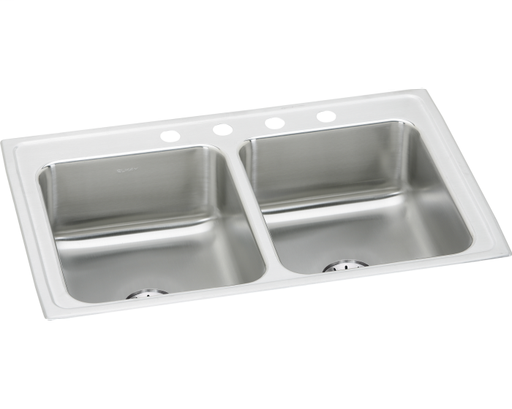 Elkay Lustertone Classic Stainless Steel 33" x 21-1/4" x 7-7/8", Equal Double Bowl Drop-in Sink w/ Perfect Drain