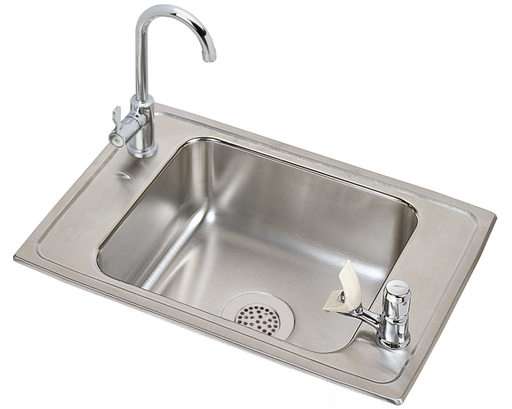 Elkay Celebrity Stainless Steel 25" x 17" x 6-7/8", Single Bowl Drop-in Classroom Sink and Faucet / Bubbler Kit