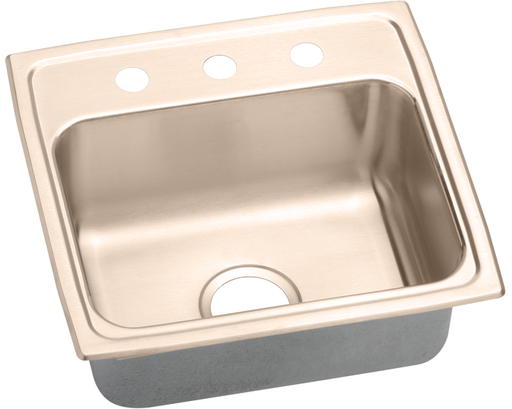 Elkay CuVerro Antimicrobial Copper 19-1/2" x 19" x 7-1/2", Single Bowl Drop-in Sink