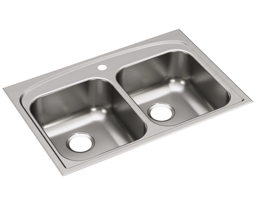 Elkay Pergola Stainless Steel 33" x 22" x 9", Double Bowl Drop-in Sink