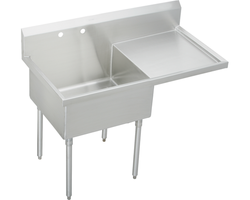 Elkay Sturdibilt Stainless Steel 61-1/2" x 27-1/2" x 14" Floor Mount, Single Compartment Scullery Sink w/ Drainboard