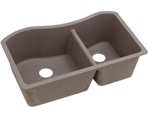 Elkay Quartz Classic 32-1/2" x 20" x 10", 60/40 Double Bowl Undermount Sink, Greige