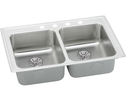 Elkay Lustertone Classic Stainless Steel 33" x 19-1/2" x 6-1/2", Double Bowl Drop-in ADA Sink w/Perfect Drain