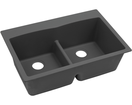 Elkay Quartz Classic 33" x 22" x 10", Equal Double Bowl Drop-in Sink with Aqua Divide, Dusk Gray
