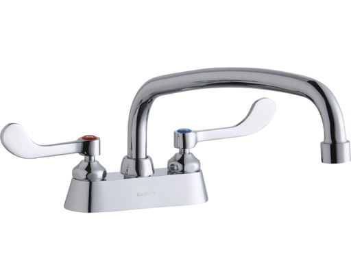 Elkay 4" Centerset with Exposed Deck Faucet with 14" Arc Tube Spout 4" Wristblade Handles Chrome