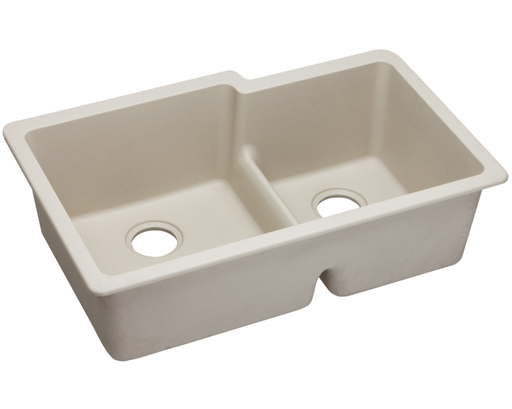 Elkay Quartz Classic 33" x 20-1/2" x 9-1/2", Offset 60/40 Double Bowl Undermount Sink with Aqua Divide, Bisque
