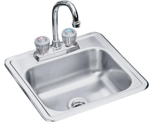 Elkay Neptune Stainless Steel 15" x 15" x 5-3/16", Single Bowl Drop-in Sink + Faucet Kit