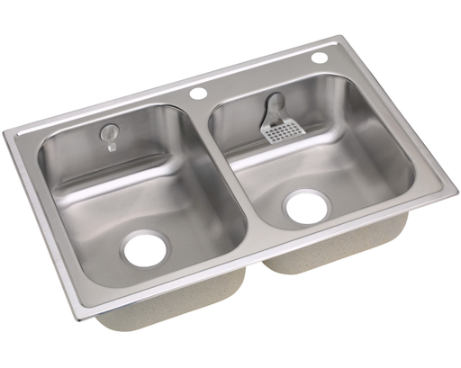 Elkay Stainless Steel 33" x 22" x 8-1/4", Double Bowl Drop-in Sink Kit
