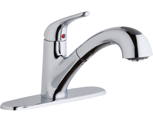 Elkay Everyday Single Hole Deck Mount Kitchen Faucet with Pull-out Spray Lever Handle + Optional Escutcheon Chrome