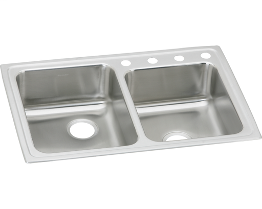 Elkay Lustertone Classic Stainless Steel 33" x 22" x 7-7/8", Offset Double Bowl Drop-in Sink