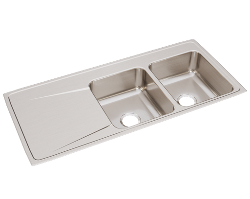 Elkay Lustertone Classic Stainless Steel 48" x 22" x 7-5/8", Equal Double Bowl Drop-in Sink with Drainboard