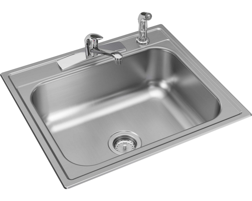 22 Gauge Stainless Steel 25" x 22" x 7" Single Bowl Drop-in Kitchen Sink Kit