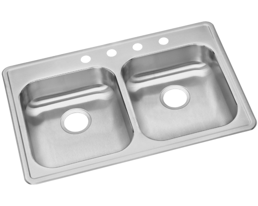 Dayton Stainless Steel 33" x 22" x 5-3/8", Equal Double Bowl Drop-in Sink