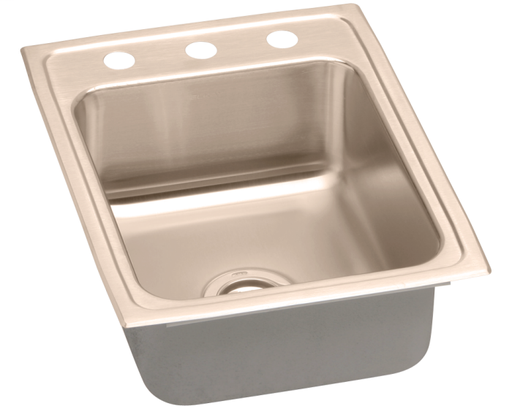 Elkay CuVerro Antimicrobial Copper 17" x 22" x 7-5/8", Single Bowl Drop-in Sink