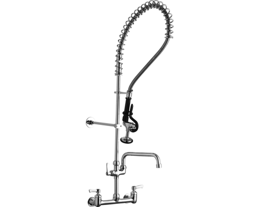 Elkay 8" Centerset Wall Mount Faucet 44in Flexible Hose w/1.6 GPM Spray Head+10in Arc Tube Spout 2in Lever Handles Chrome