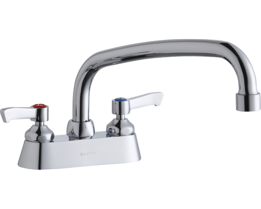 Elkay 4" Centerset with Exposed Deck Faucet with 10" Arc Tube Spout 2" Lever Handles