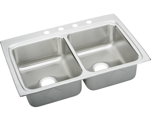 Elkay Lustertone Classic Stainless Steel 33" x 22" x 8-1/8", Equal Double Bowl Drop-in Sink