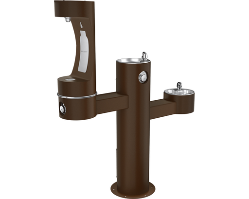Elkay Outdoor EZH2O Bottle Filling Station Tri-Level Pedestal, Non-Filtered Non-Refrigerated Brown