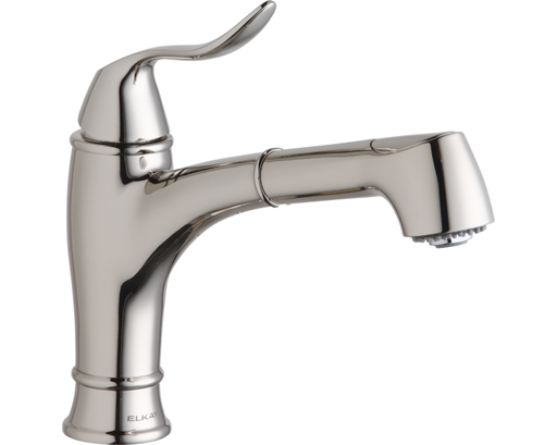Elkay Explore Single Hole Bar Faucet with Pull-out Spray Lever Handle Polished Nickel