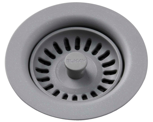 Elkay Polymer Drain Fitting with Removable Basket Strainer and Rubber Stopper Greystone