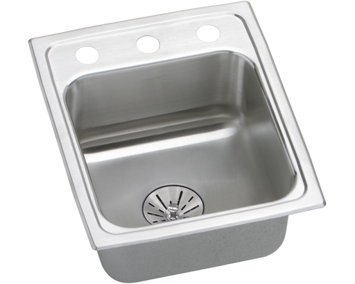 Elkay Lustertone Classic Stainless Steel 15" x 17-1/2" x 6-1/2", Single Bowl Drop-in ADA Sink with Perfect Drain