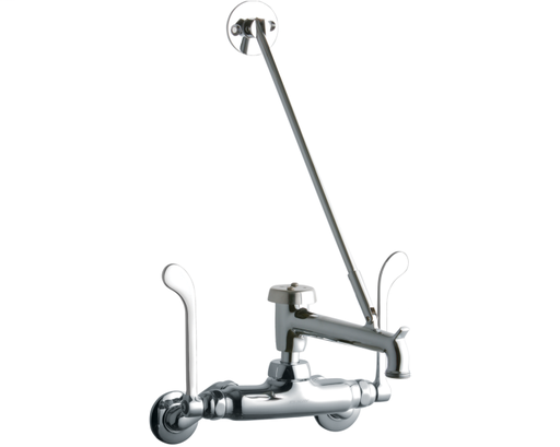 Elkay Service/Utility Single Hole Wall Mount Faucet w/7" Bucket Hook Spout 6" Wristblade Handles 2in Inlet Chrome