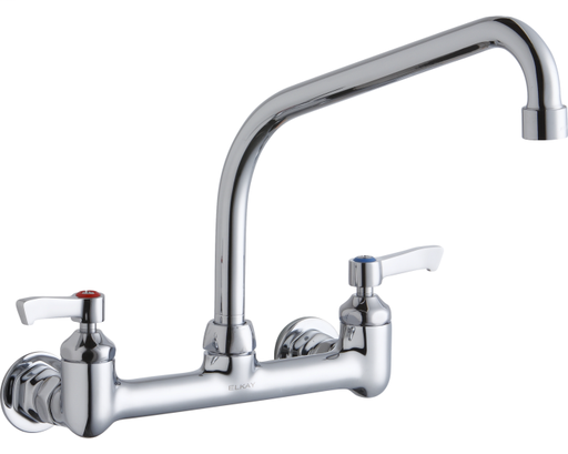 Elkay Foodservice 8" Centerset Wall Mount Faucet with 10" High Arc Spout 2" Lever Handles 1/2in Offset Inlets Chrome