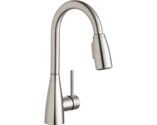 Elkay Avado Single Hole Bar Faucet with Pull-down Spray and Forward Only Lever Handle Lustrous Steel