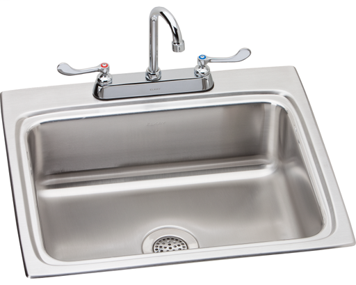 Elkay Lustertone Classic Stainless Steel 25" x 22" x 8-1/8", Single Bowl Drop-in Sink + Faucet Kit
