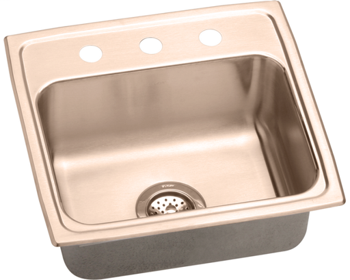 Elkay CuVerro Antimicrobial Copper 19-1/2" x 19" x 10-1/8", Single Bowl Drop-in Sink