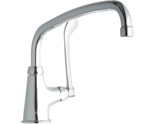 Elkay Single Hole with Single Control Faucet with 14" Arc Tube Spout 6" Wristblade Handles Chrome