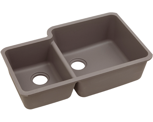 Elkay Quartz Classic 33" x 20-11/16" x 9", Offset 40/60 Double Bowl Undermount Sink, Greige
