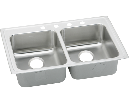 Elkay Lustertone Classic Stainless Steel 33" x 21-1/4" x 6-1/2", Equal Double Bowl Drop-in ADA Sink